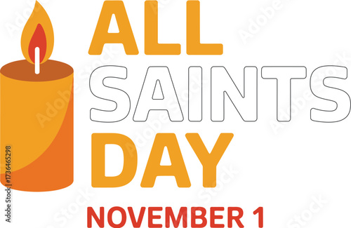 All Saints Day commemoration with a lit candle and date November 1