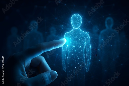 Finger Touching Digital Human Body Outline technology