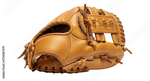 Brown leather baseball glove isolated PNG with Transparent Background