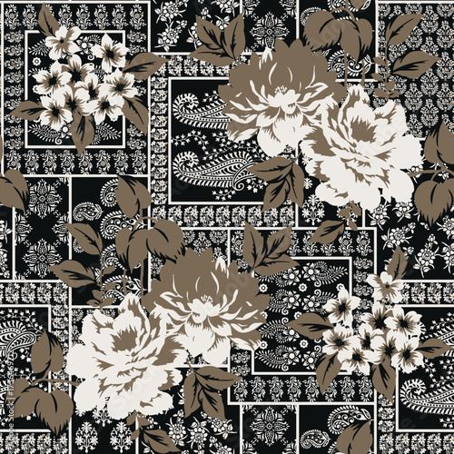 multi colored decorated hand drawn rendered traced embraided ornamental all over base background. repeat pattern geometrical texture border ethnic tribal creative design	