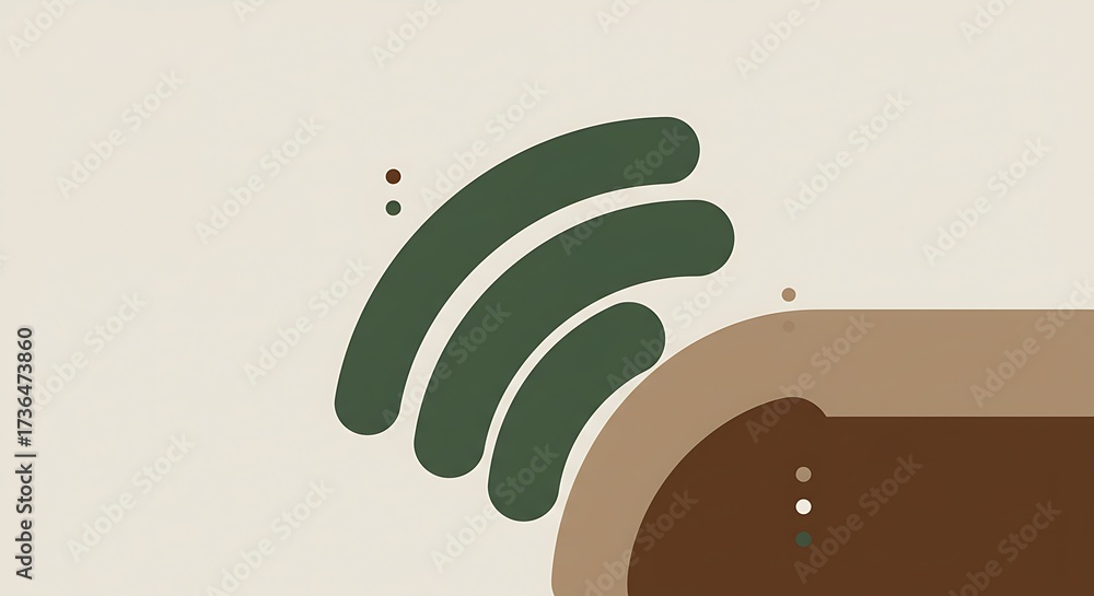 © ThanhLuan - 부드러운 곡선이 돋보이는 추상적인 녹색 신호 디자인 일러스트