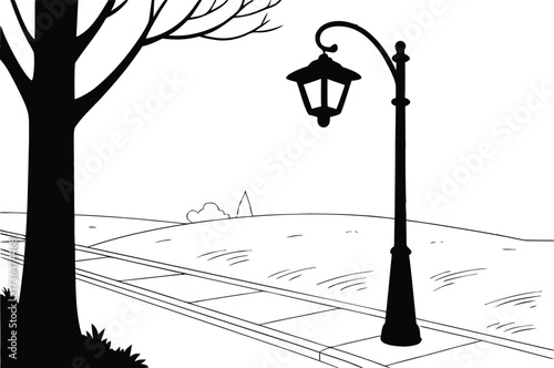 Modern Outdoor Street Lamp Vector Graphic