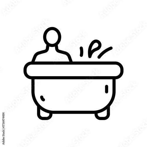 Hydro massage outline icon. Spa health. Bath foot. Healthcare, skincare, wellness contour symbol. Vector isolated illustration.