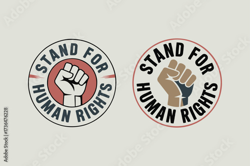 Standing Up for Equality Two Logos Featuring Bold Fists And Statements on Human Rights