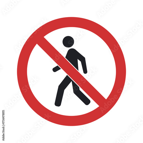 No Pedestrians Allowed Sign Symbolic Prohibition Notice Isolated