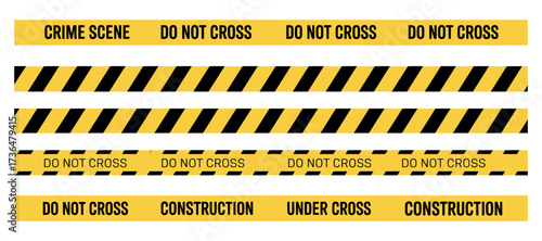 Police Tape Danger Tape Crime Scene Barricade Line Vector Illustration
