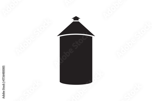 Farm Silo Silhouette Vector Icon Agricultural Grain Silo Symbol