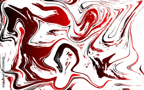 Abstract fluid art background featuring swirling red, black, and white marbled patterns. Liquid-like movement with organic waves and irregular textures molten lava or marbled paint.