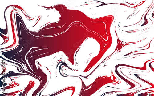 Abstract fluid art background featuring swirling red, black, and white marbled patterns. Liquid-like movement with organic waves and irregular textures molten lava or marbled paint.