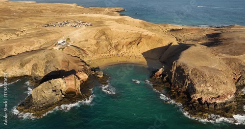 Beautiful day over Playa the Papagayo beach on Lanzarote island - Canaries - Spain	