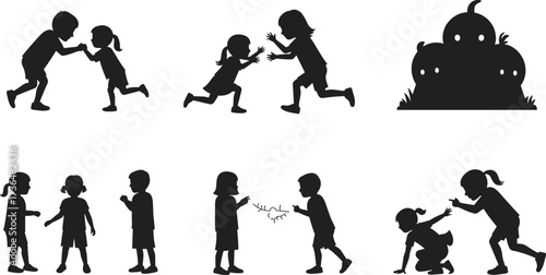 PrintSilhouette children fighting, kids arguing, playground conflict, bullying illustration, childhood quarrel, aggressive behavior, sibling rivalry, dispute resolution, social problem