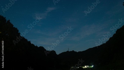 Timelapse night to day transition in mountains in Okayama prefecture, Japan