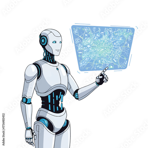 Futuristic Humanoid Robot Acting as Tour Guide