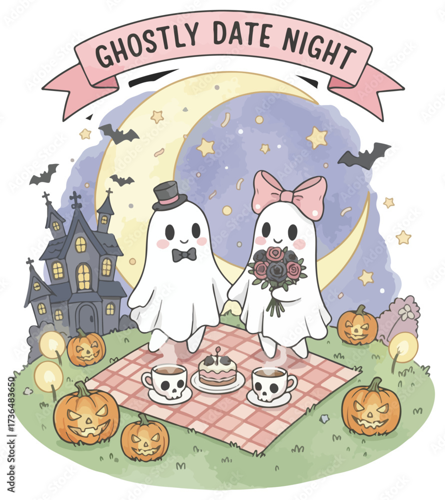 Fototapeta premium Ghost Date Night Halloween