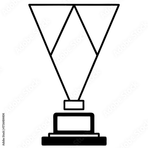 Minimalist illustration of trophy with geometric shapes symbolizing achievement and success in business competition and professional recognition