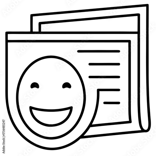 Newspaper with smiley face and business articles showcasing positive news and optimistic communication approach
