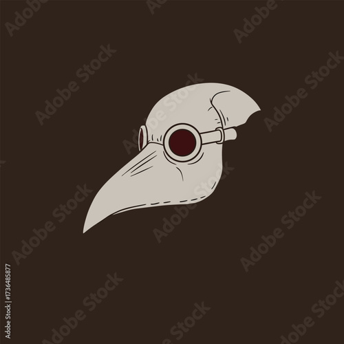 Mysterious vintage plague doctor mask illustration for Halloween and historical dark fantasy designs.