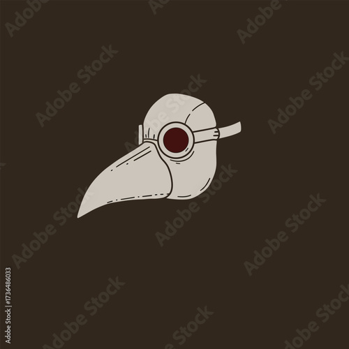 Spooky historical plague doctor mask vector illustration, a chilling symbol of ancient medical protection during epidemics.