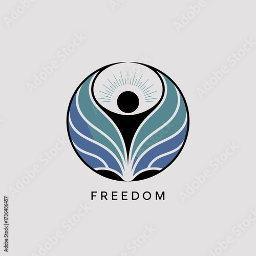 Freedom Wings Logo Icon, Freedom, Wings, Liberation, Empowerment, Flight, Soar, Independence, Liberty, Ascension, Emblem, Symbol, Radiance, Silhouette, Harmony, Peace, Inspiration, Unity, Transformati