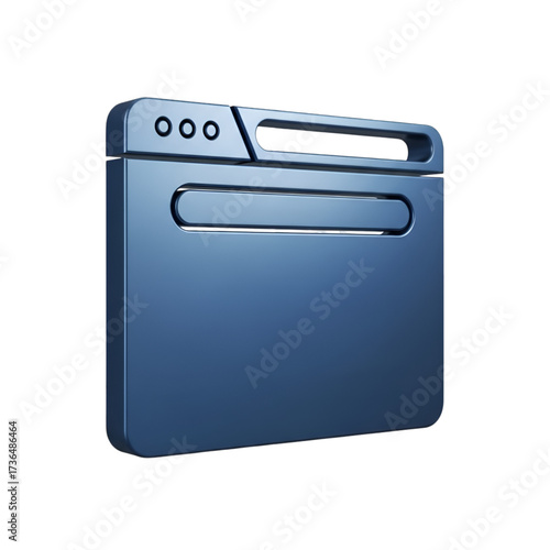 3d blue browser window icon with address bar and buttons, isolated on transparent background