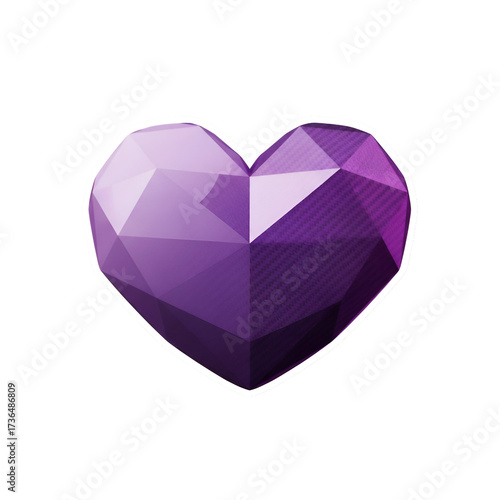 Geometric purple heart isolated on transparent background