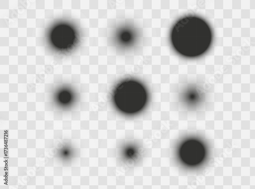 Square and rectangle box shadow effects. Realistic overlay and transparent shadows vector set, shades falling from objects on floor with soft black edges and dark corners, transparent background
