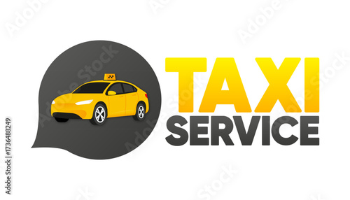 Taxi Service badge. Taxi map pointer. Using a app to order a taxi cab in a city street with mobile phone. Location marker. Vector illustration.