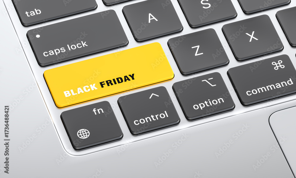 Fototapeta premium 3d Black friday button on computer keyboard