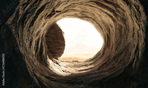 Empty cave tomb 3d  representing resurrection