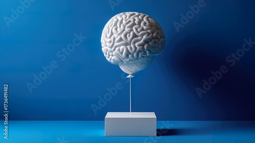 Conceptual brain balloon on pedestal