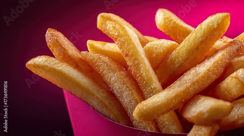 Crispy french fries closeup