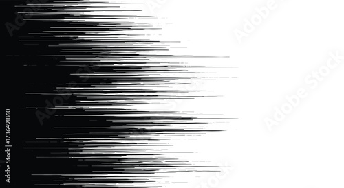 Abstract. Speed Lines png. Motion. A modern black and white vector background with horizontal lines fading to white for a sports poster, a technology banner, or a dynamic graphic design element.
