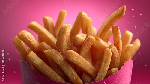 Crispy french fries in a paper cone
