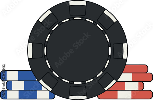 Casino poker chip stack red blue white isolated vector