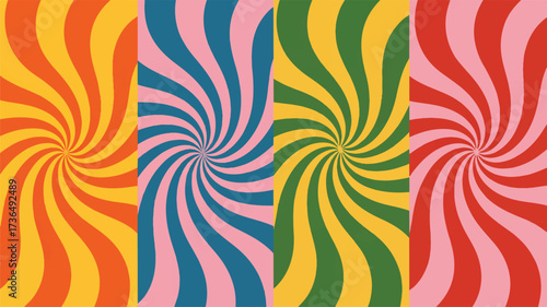 Vector art of colorful psychedelic swirl pattern background with retro vibes and vintage style