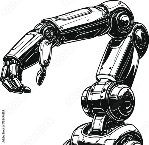 Elegant continuous line drawing of a robot arm 1