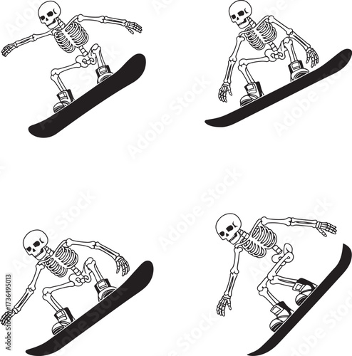 Skeleton Snowboarding illustration Vector
