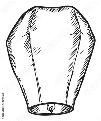 Hand-drawn sketch of a traditional chinese paper lantern – retro hand drawn illustration