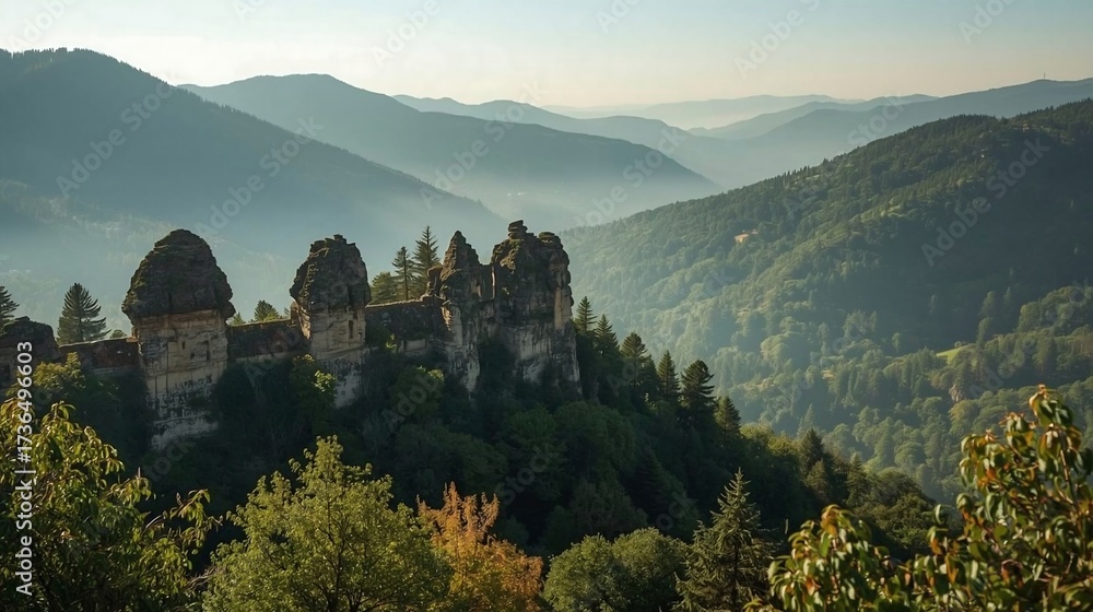 Obraz premium Bohemian Landscape with Misty Valleys and Forests
