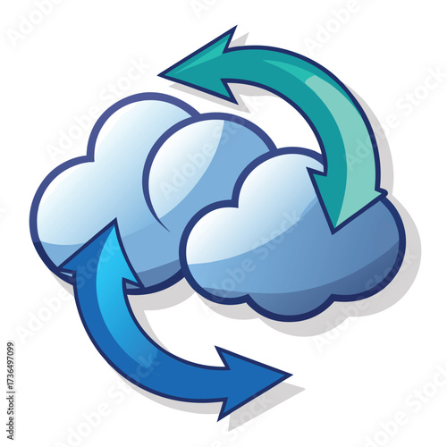 Cloud computing data synchronization and transfer icon