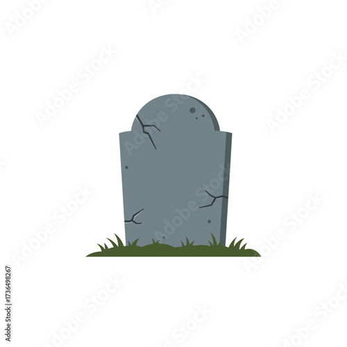 Old spooky tombstone standing in a graveyard, perfect for Halloween decorations and eerie designs.