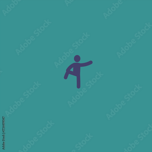 Minimalist graphic icon of a person maintaining a steady balance pose, embodying concepts of flexibility, wellness, and healthy lifestyle through mindful exercise