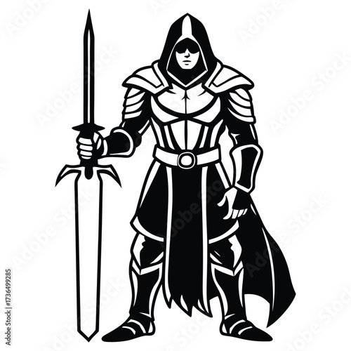 Illustrative medieval knight warrior character design
