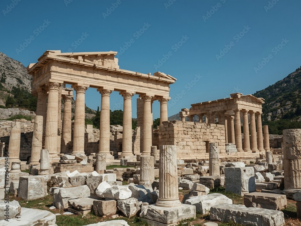 Fototapeta premium Classical Greek Temple Ruins at Ancient Delphi