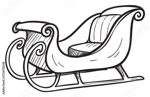 Vintage hand-drawn sleigh illustration with classic curved design – retro hand drawn illustration