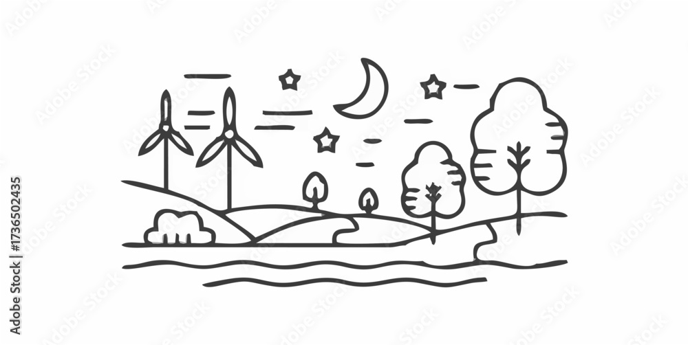 Obraz premium Night natural landscape wind ...