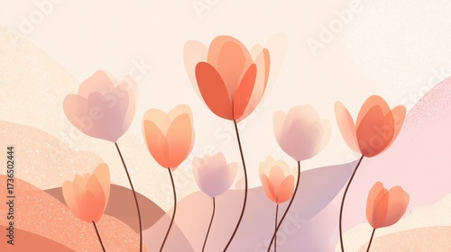 Abstract Floral Design with Soft Pastel Colors and Gentle Shapes