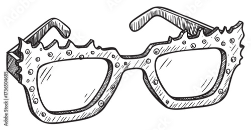 Retro spiked glasses with studded design hand-drawn style – retro hand drawn illustration