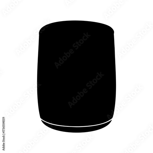 Silhouette of a simple cylindrical container with rounded corners isolated on white