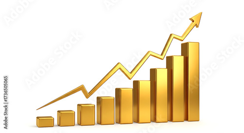 Golden bar chart with upward trending arrow business Free Download Golden bar chart with upward trending arrow business - GFXLoad